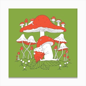 Mushroom And Acorn Square Canvas Print
