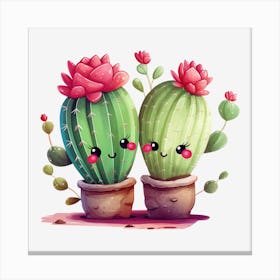 Kawaii Cactus Canvas Print