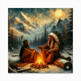 Oil Texture Native American Couple 2 Copy Canvas Print