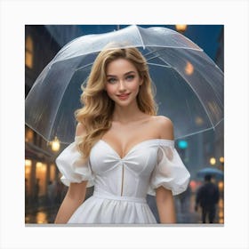 Beautiful Woman In White Dress 9 Canvas Print