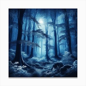 Mystical Blue Forest Canvas Print