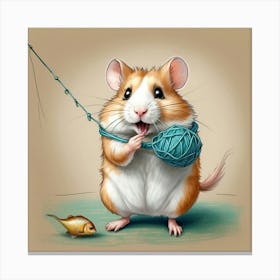 Hamster Fishing 12 Canvas Print