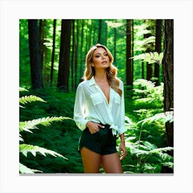 Beautiful Woman In The Forest 7 Canvas Print