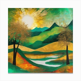 Abstact Mountain Sun Art Print (1) Canvas Print