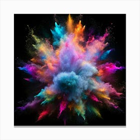 A Multicolored Powder Explosion Against A Black Background 1 Canvas Print