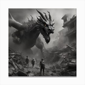 Black And White Dragon Canvas Print