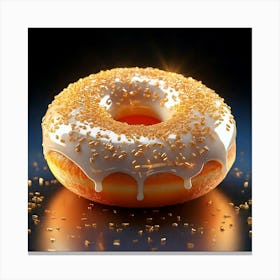 Firefly Whimsical 3d Porcelain Donut With Gold Sprinkles And Ethereal Glow 59197 Canvas Print