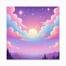 Sky With Twinkling Stars In Pastel Colors Square Composition 80 Canvas Print