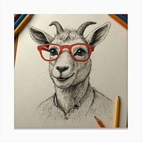 Goat With Glasses 2 Canvas Print