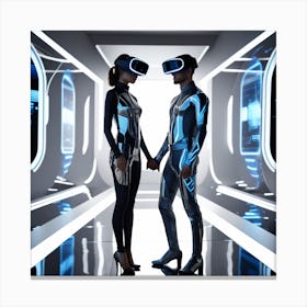 Futuristic Couple In Virtual Reality Canvas Print