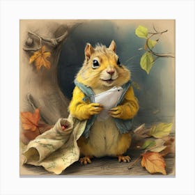 Squirrel Reading A Letter Canvas Print