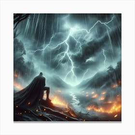 Batman In The Storm Canvas Print