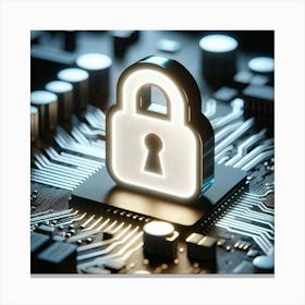 Padlock On A Circuit Board Canvas Print