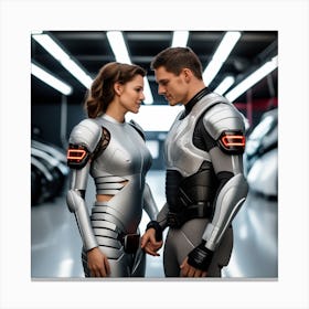 Futuristic Couple In Futuristic Suit 1 Canvas Print