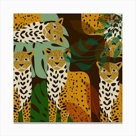 Jaguar Plants Botanical Boho Canvas Print