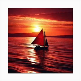 Sailboat At Sunset 21 Canvas Print