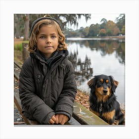 Boy And His Dog 1 Canvas Print