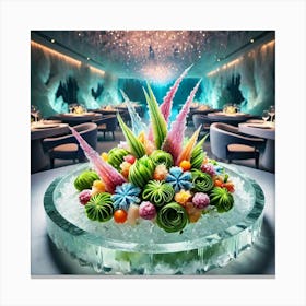 A Gourmet Dish Named Frozen Coral Salad, Elegant Canvas Print