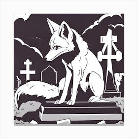 Fox In The Graveyard Canvas Print