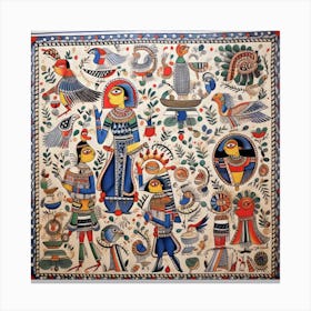 Egyptian Painting Madhubani Painting Indian Traditional Style Canvas Print