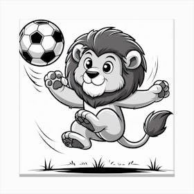 Lion Playing Soccer Canvas Print