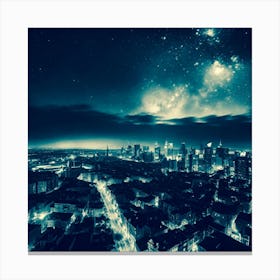 Night Sky Over City 3 Canvas Print