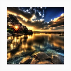 Sunset Over The Lake 2 Canvas Print