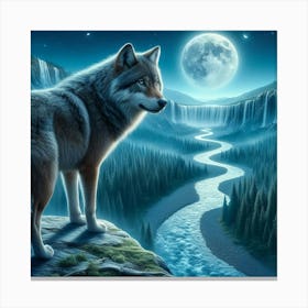 Wolf on the Riverbank 2 Canvas Print