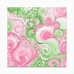 Pink And Green Swirls 2 Canvas Print