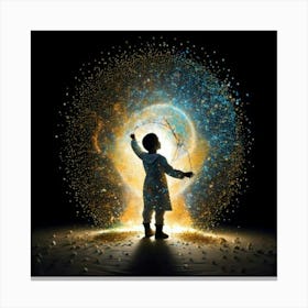 Firefly Polychrome, Particles, Powders, Whimsical, Child, Figure, Silhouette, Portal, Colors, Magic, (1) Canvas Print