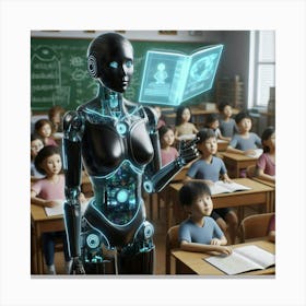 Robot In Classroom 16 Canvas Print