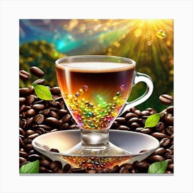 Coffee Cup And Coffee Beans Canvas Print