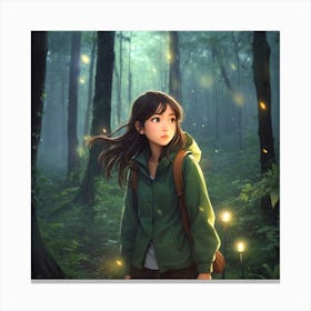 Anime Girl In The Forest 1 Canvas Print