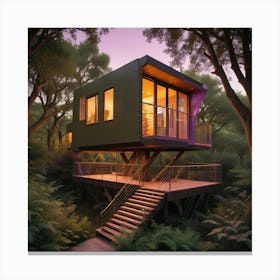 Tree House In The Woods 3 Canvas Print