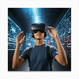 Young Man In Virtual Reality Canvas Print