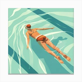 A Swimmer In A Pool Minimal Illustration 1718672260 3 Canvas Print