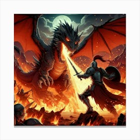 Knights And Dragons 3 Canvas Print