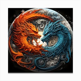 Dragons Yin And Yang Canvas Print