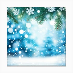 Abstract Winter Wonderland With A Closeup Of A Spruce Tree Branch Adorned With Snowflakes In The For Canvas Print