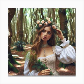 Fairytale Girl In The Forest Canvas Print