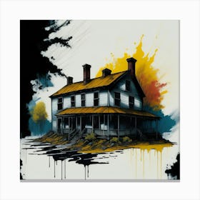 Colored House Ink Painting (106) Canvas Print