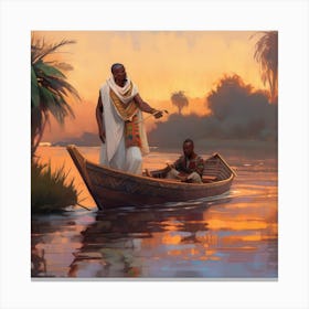 Egyptian Man In Boat 1 Canvas Print