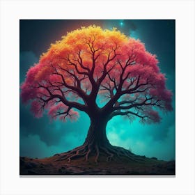 A Magnificent Tree At Night Canvas Print