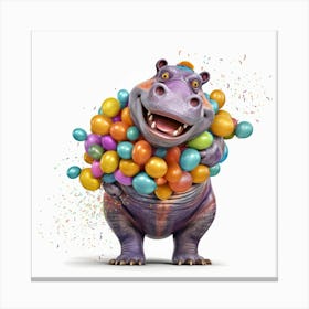Birthday Hippo 2 Canvas Print