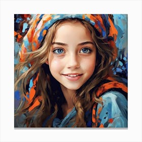 Little Girl With Blue Eyes 1 Canvas Print