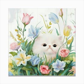 Little Kitten In Flowers Canvas Print Canvas Print