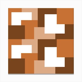 Brown Abstract Square Tiles Canvas Print