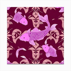 Koi Fish Seamless Pattern Vector Canvas Print