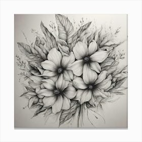 Black And White Drawing Of Flowers Canvas Print