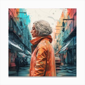 Woman In A City Canvas Print